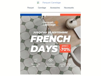 French Days : jusqu’à -70 % sur le carrelage et le parquet ! 💥