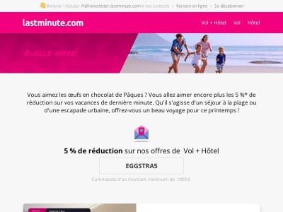 -5 %* sur tous les séjours pour Pâques