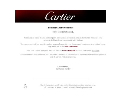 Cartier - Inscription à notre Newsletter