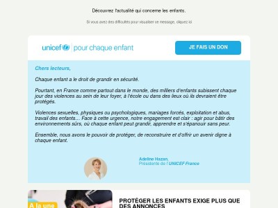 L’urgence de protéger les enfants !