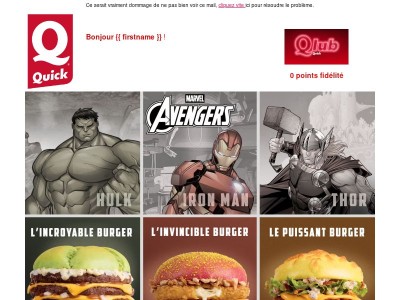 Les menus inspirés des Avengers de MARVEL Studios entrent en action chez Quick 💪🤖🔨