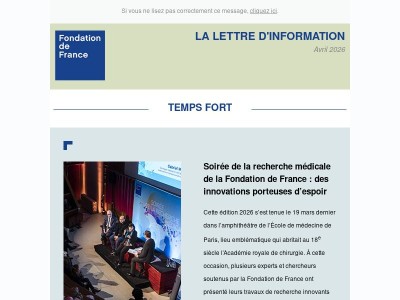 La lettre d'information de la Fondation de France - Avril 2026