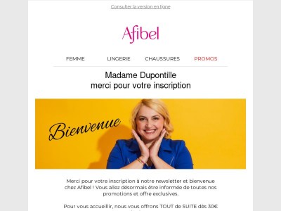 Profitez de votre OFFRE DE BIENVENUE Madame Dupontille !