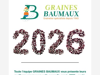 🎉 Toute l’équipe GRAINES BAUMAUX vous présente leurs meilleurs vœux pour cette nouvelle année 2026 !