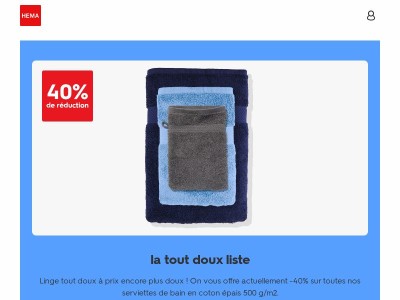 ☁️ la tout doux liste : -40% sur nos serviettes en coton épais 500 g/m2 !