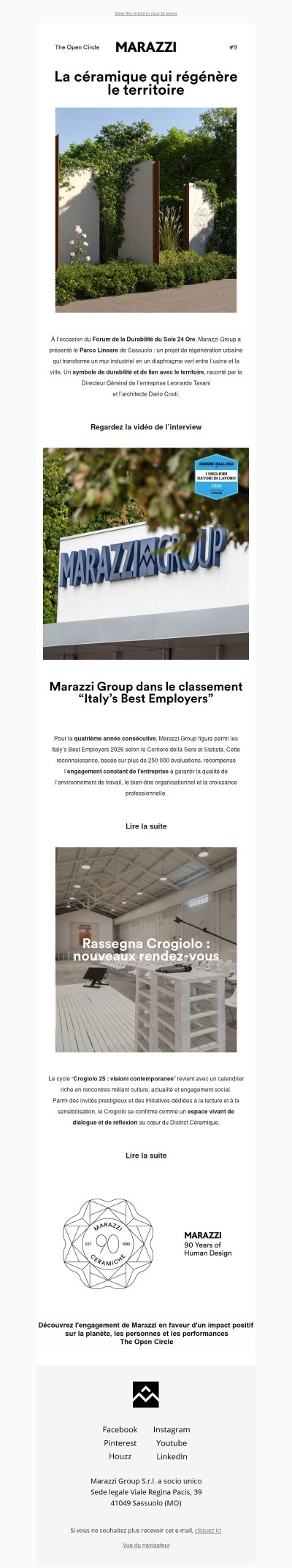 La céramique qui régénère le territoire : Marazzi Group au Forum Durabilité du Sole 24 Ore