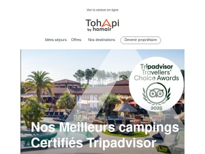 🥇 Nos campings certifiés Traveller's Choice par Tripadvisor