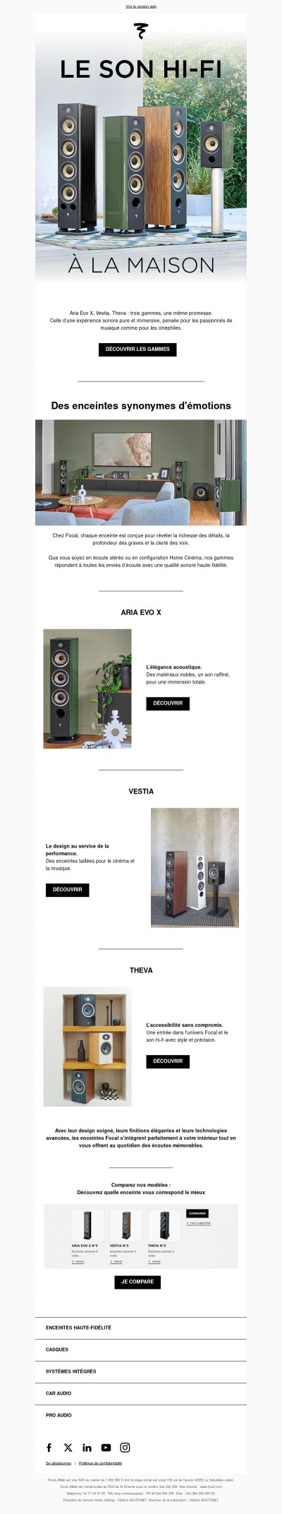 Aria Evo X, Vestia, Theva : la pureté du son Focal sous toutes ses formes