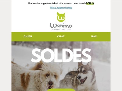 🔥 Premier week-end des soldes : un BONUS en plus chez Wanimo !