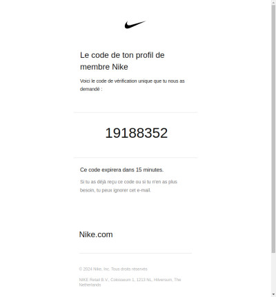 Voici ton code de vérification unique