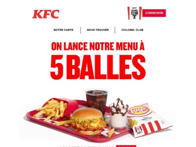 Découvre notre menu à 5 balles 😎💸