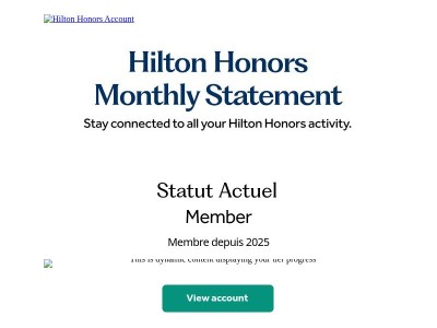 Votre relevé Hilton Honors pour juin