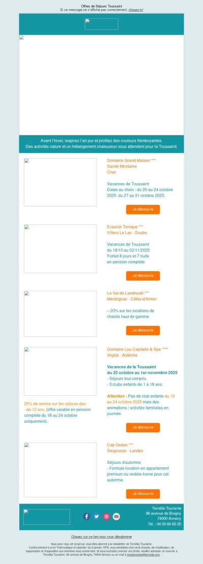 Offres de Séjours Toussaint