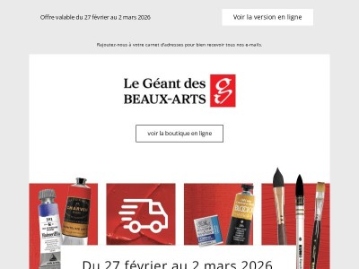 Ce week-end seulement, les frais de port sont offerts dès 26€ d'achats !