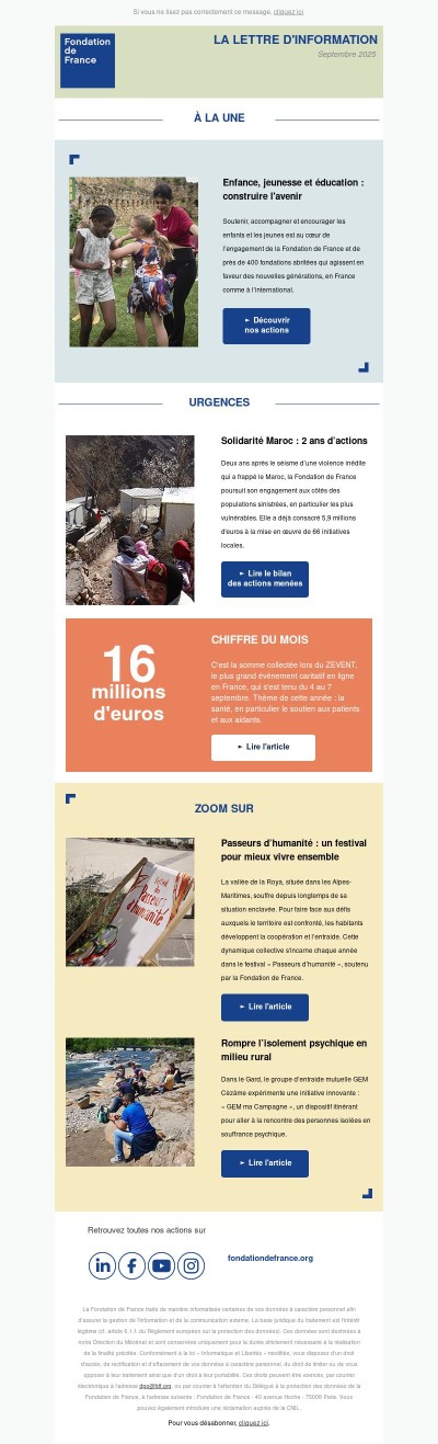 La lettre d'information de la Fondation de France - septembre 2025
