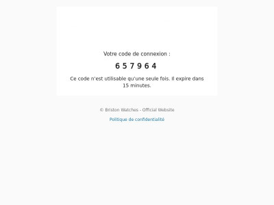 Votre code de connexion est : 657964