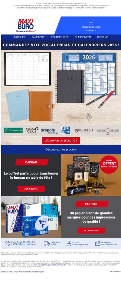 2026 se prépare maintenant – Ne manquez pas nos offres agendas/calendriers !