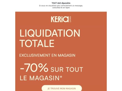 Liquidation totale 🔥 -70% sur TOUT le magasin*