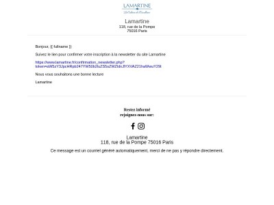 Inscription à la newsletter Lamartine