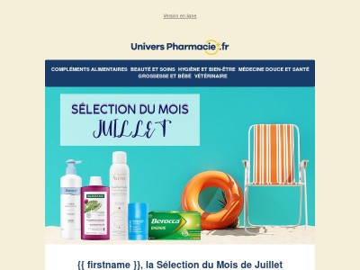 {{ firstname }}, la Sélection de Juillet est arrivée sur universpharmacie.fr ! 😎⛱️