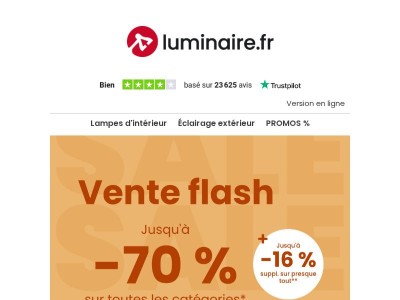 Vente flash : jusqu'à 16 % de réduction supplémentaire 😍