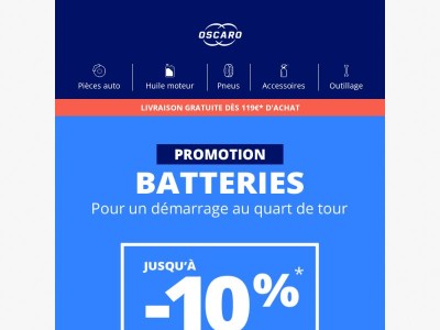 💥 Ne ratez pas ! Jusqu'à -30% sur les batteries, démarreurs et alternateurs !