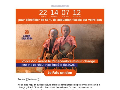 Quel impact peut avoir un don avant la fin de l’année ?
