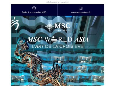 {{ firstname }}, découvrez les nouveautés de MSC World Asia...