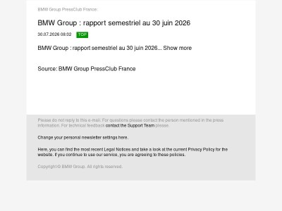 TopTopic:  BMW Group : rapport semestriel au 30 juin 2026 (BMW Group PressClub France)