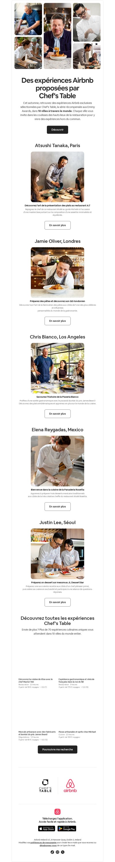 Découvrez prochainement les expériences Chef's Table dans cette destination, Paris