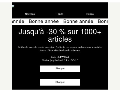 Jusqu'à -30 % sur 1000+ articles pour le Nouvel An