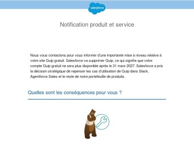 ATTENTION : retrait de Quip