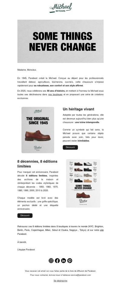 Le derby Michael Paraboot fêtes ses 80 ans.