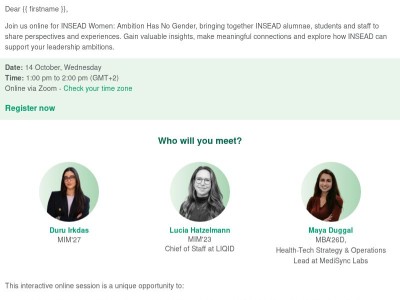 INSEAD women: ambition has no gender | join us online