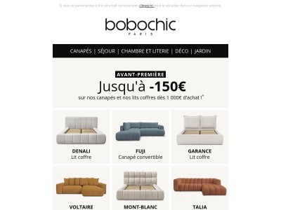 -150€ pour l'achat d'un canapé ou d'un lit coffre !