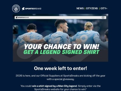 Win a shirt signed by a City legend with SportsBreaks!