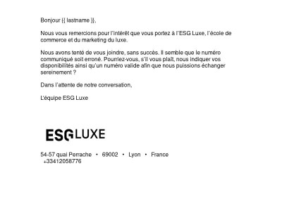 ESG Luxe Lyon - Nous avons essayé de vous contacter 📲