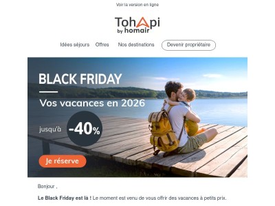 🚨Jusqu’à -40% sur vos vacances avec le Black Friday !