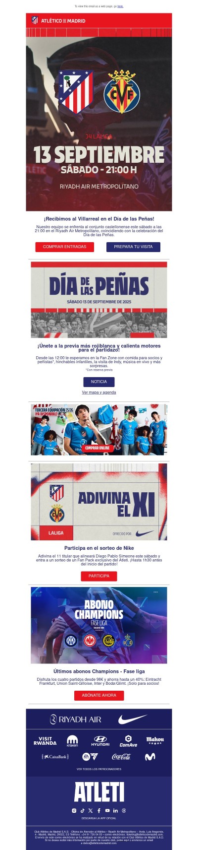 Atleti-Villarreal. ¡Celebramos el Día de las Peñas!