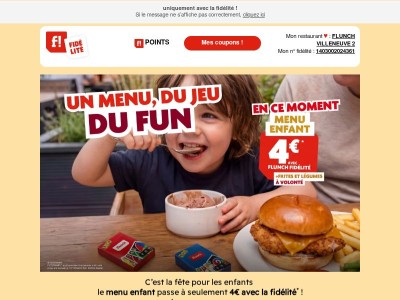  4€ le menu enfant et 1 jeu offert ! 