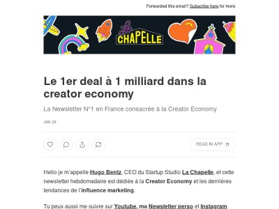 Le 1er deal à 1 milliard dans la creator economy