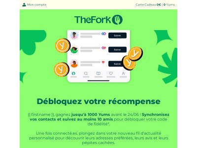							Gagnez jusqu'à 10 Yums en suivant vos amis !