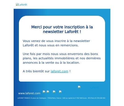 [Laforêt] - Inscription à la newsletter confirmée