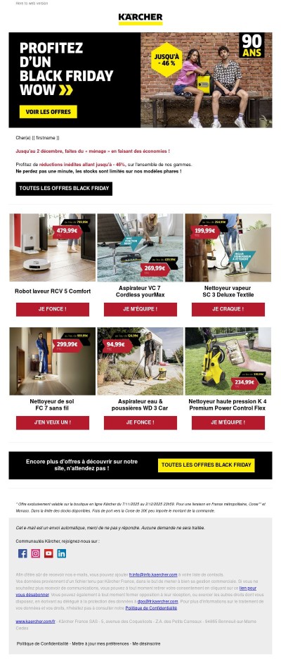 Ne manquez pas le Black Friday Kärcher, jusqu'à - 40% !