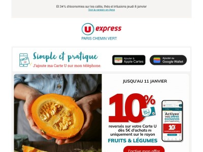 👉 À activer vite : vos 10% sur le rayon fruits et légumes