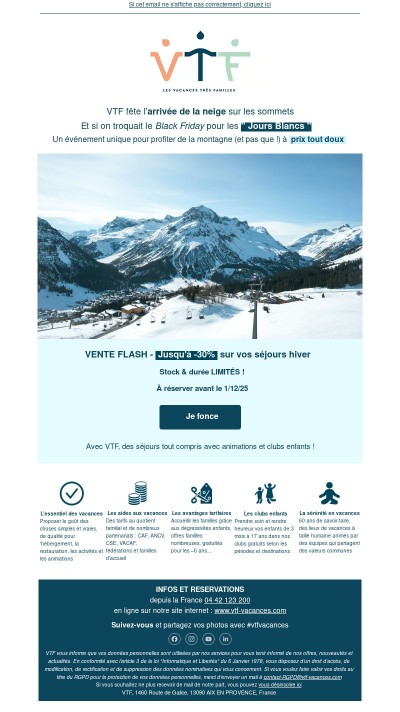 Les jours blancs VTF ❄️ | jusqu’à -30% sur vos vacances 