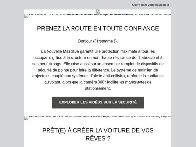 {{ firstname }}, ressentez un sentiment de maîtrise absolu avec la Nouvelle Mazda6e