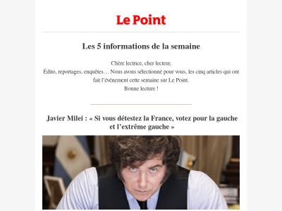 Les 5 informations sélectionnées par notre rédaction pour vous