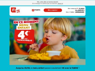 🚨Bientôt trop tard : menu enfant à 4€ !