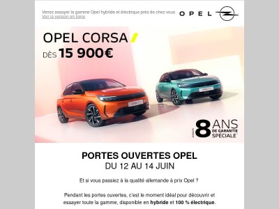 Portes Ouvertes Opel : offrez-vous la qualité allemande dès 15 900 €